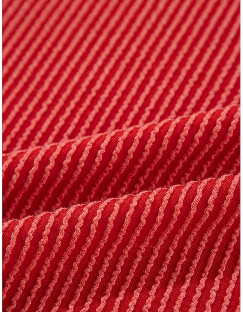 Fiery Red JOLLY Corded Long Sleeve Top and Pockets Pants Set