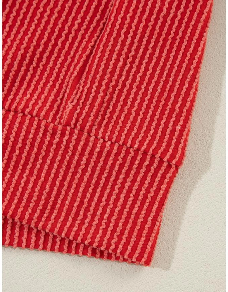 Fiery Red JOLLY Corded Long Sleeve Top and Pockets Pants Set