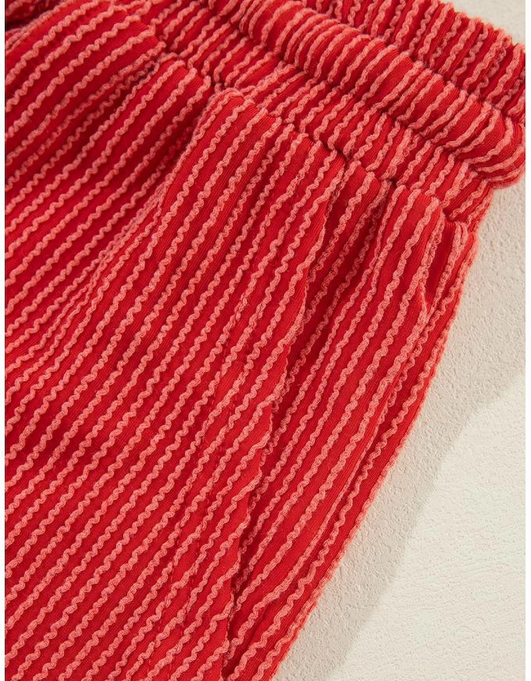 Fiery Red JOLLY Corded Long Sleeve Top and Pockets Pants Set