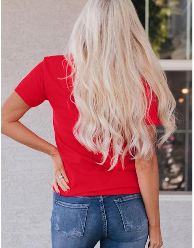 Red Checkered Game Day Graphic T Shirt