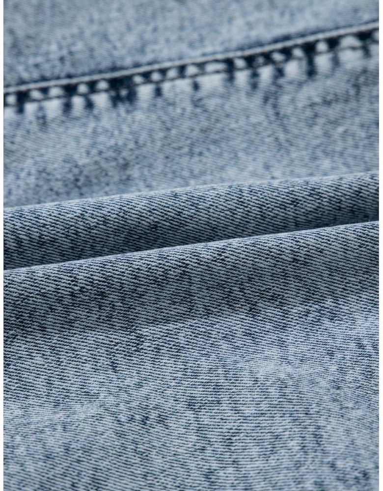 Dusk Blue Drawstring High Waist Pocketed Denim Shorts