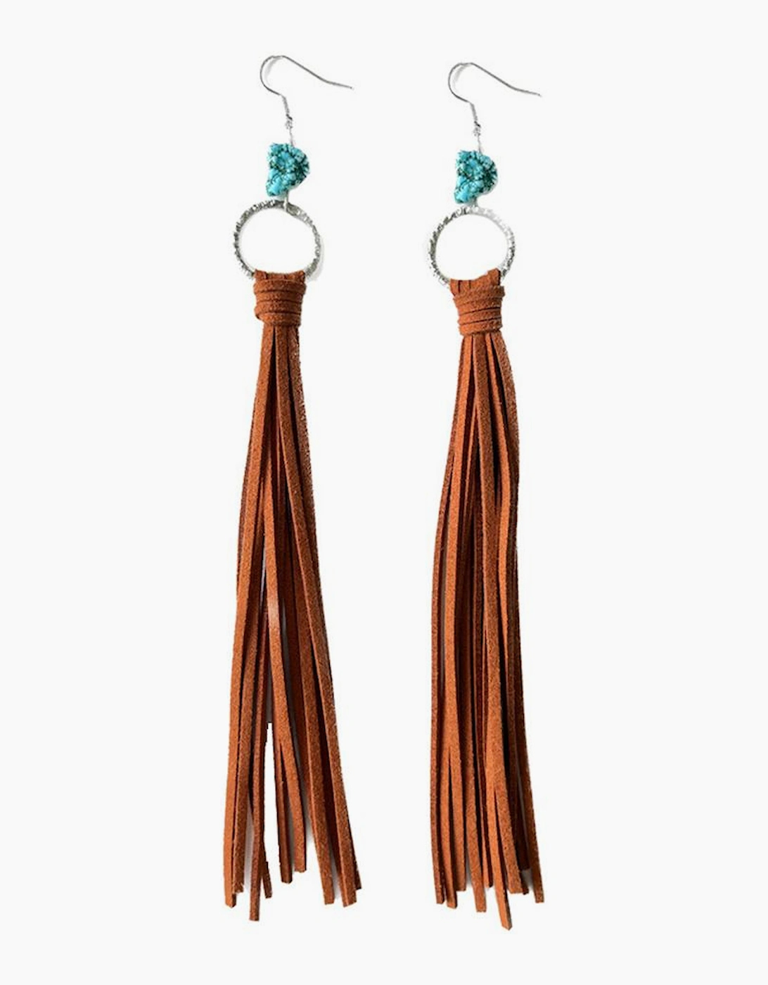 Chestnut Western Turquoise O-ring Tassel Earrings