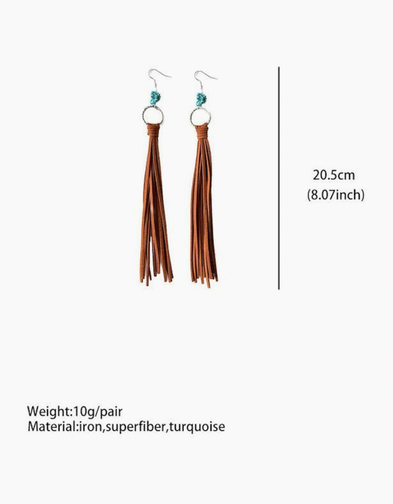 Chestnut Western Turquoise O-ring Tassel Earrings