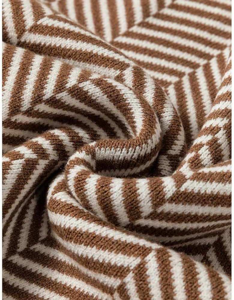 Coffee Contrast Edge Crew Neck Drop Shoulder Sweater