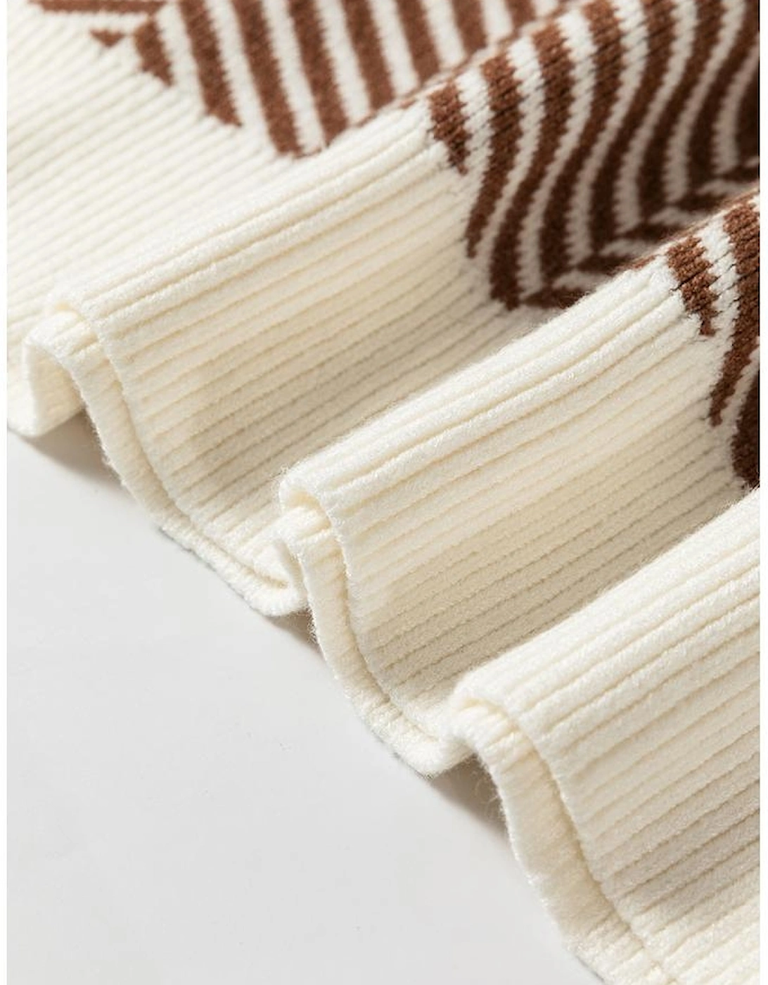 Coffee Contrast Edge Crew Neck Drop Shoulder Sweater, 16 of 15