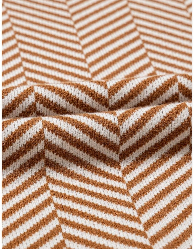 Coffee Contrast Edge Crew Neck Drop Shoulder Sweater