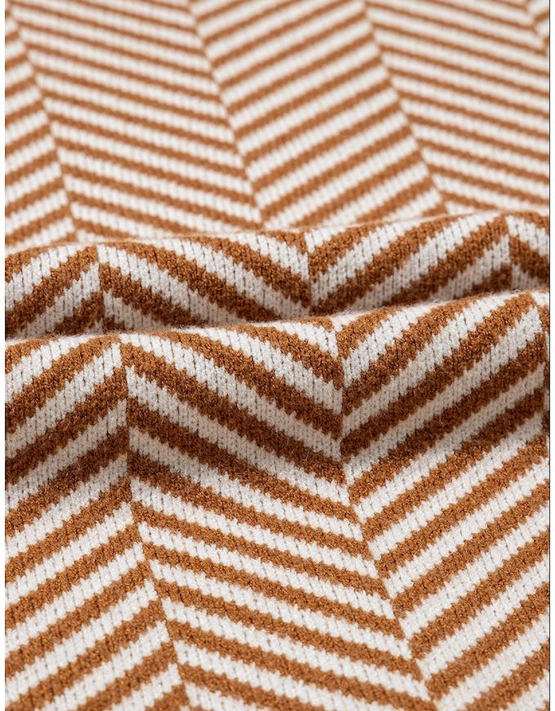 Coffee Contrast Edge Crew Neck Drop Shoulder Sweater