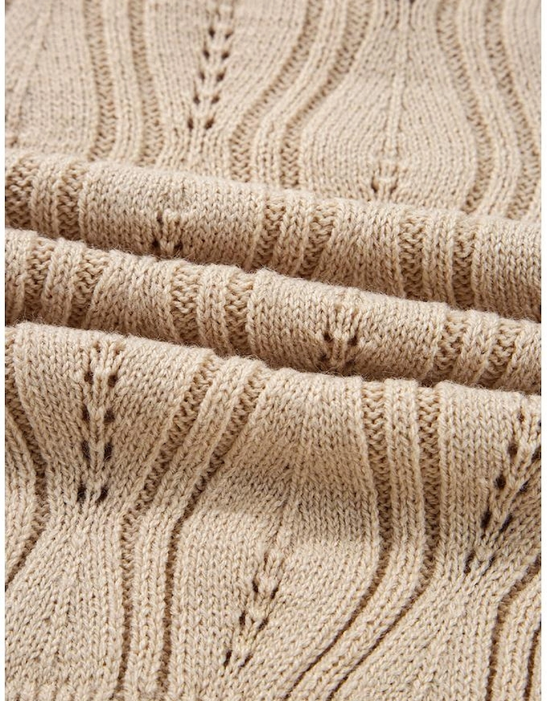 Smoke Gray Pearl Beaded Pointelle Knit V Neck Lace Patchwork Sleeve Sweater