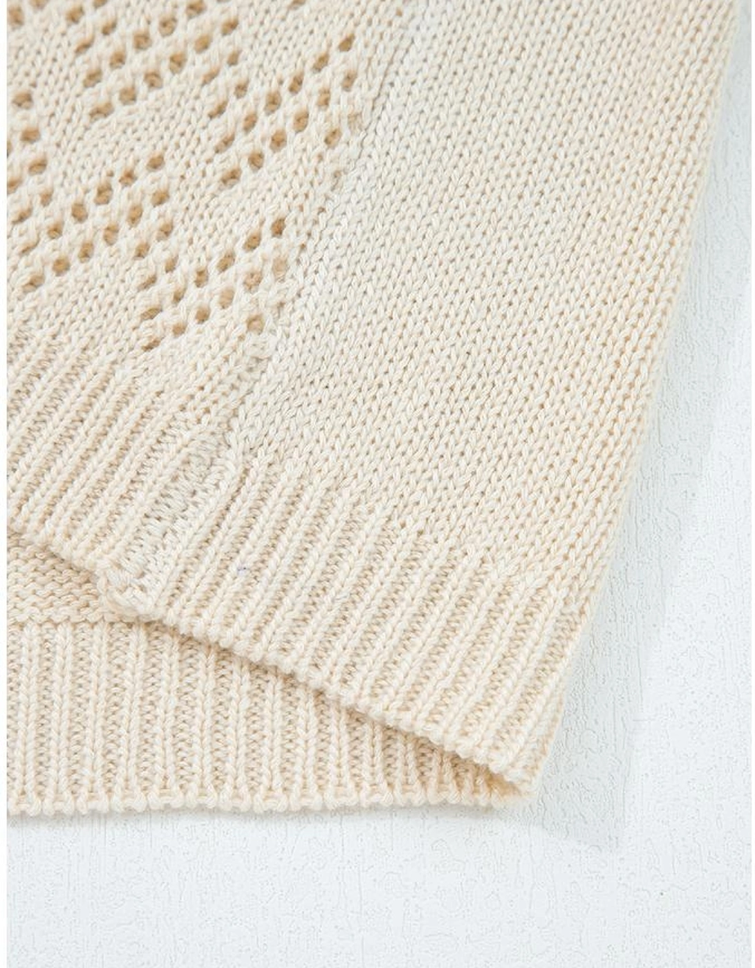 Smoke Gray Solid Color Hollowed Knit Open Front Cardigan Sweater