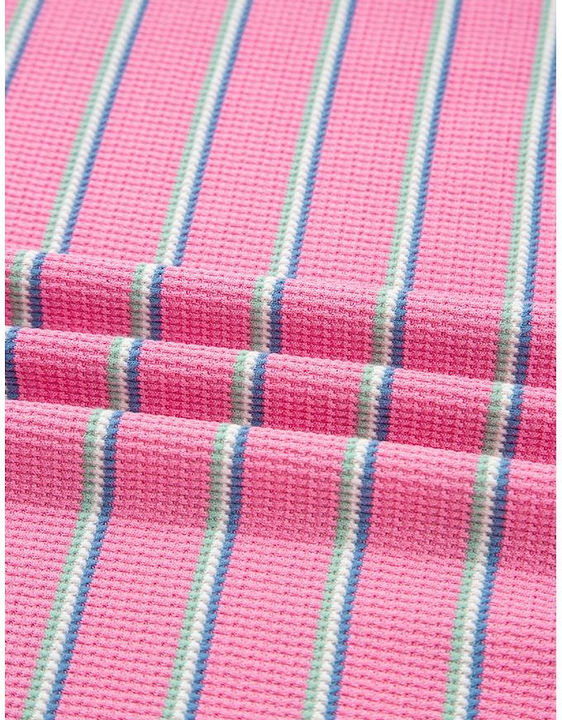 Rose Stripe Textured Knit Round Neck Long Sleeve Top