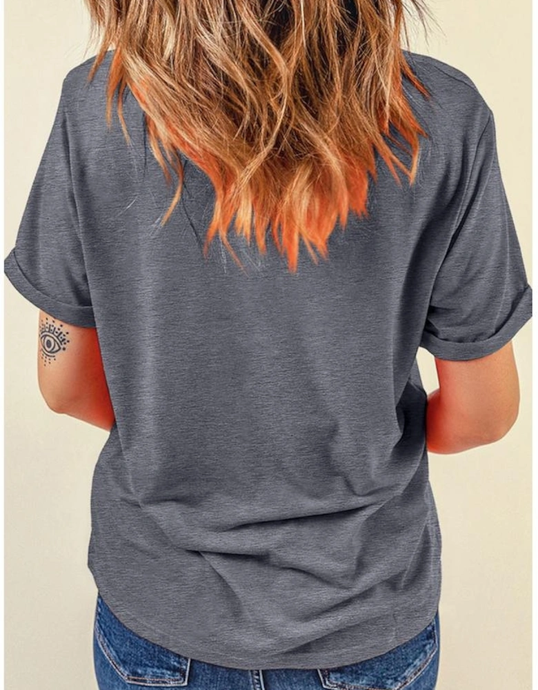 Gray American Flag Bow Map Graphic Tee