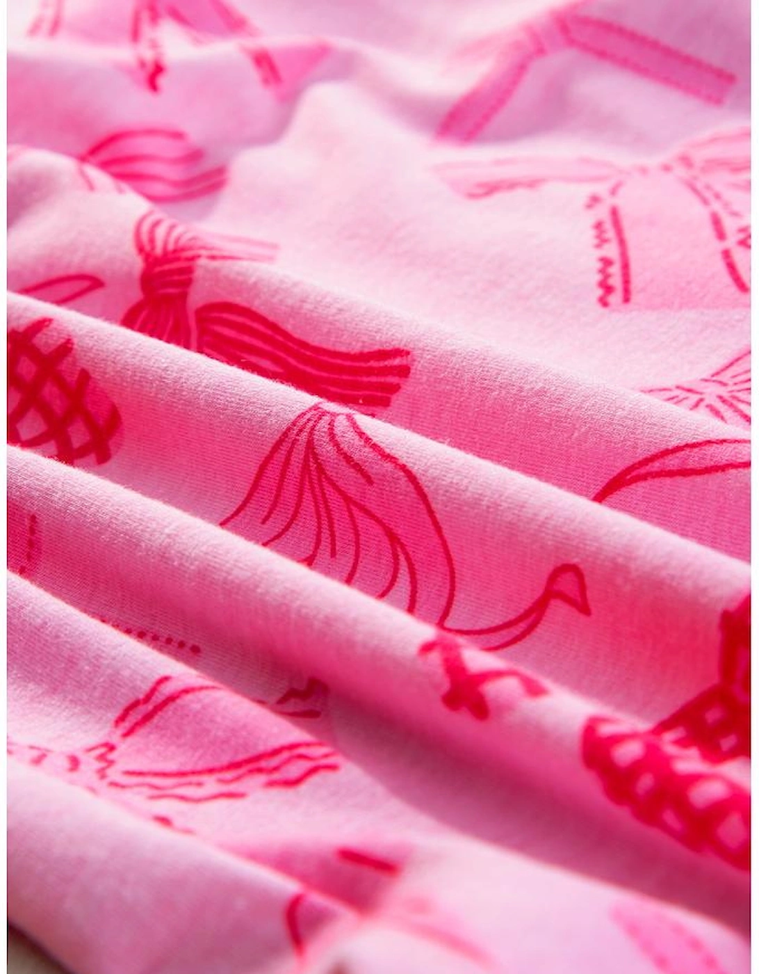 Pink Bow Knot Print Lapel Collar Short Sleeve and Pants Pajamas Set