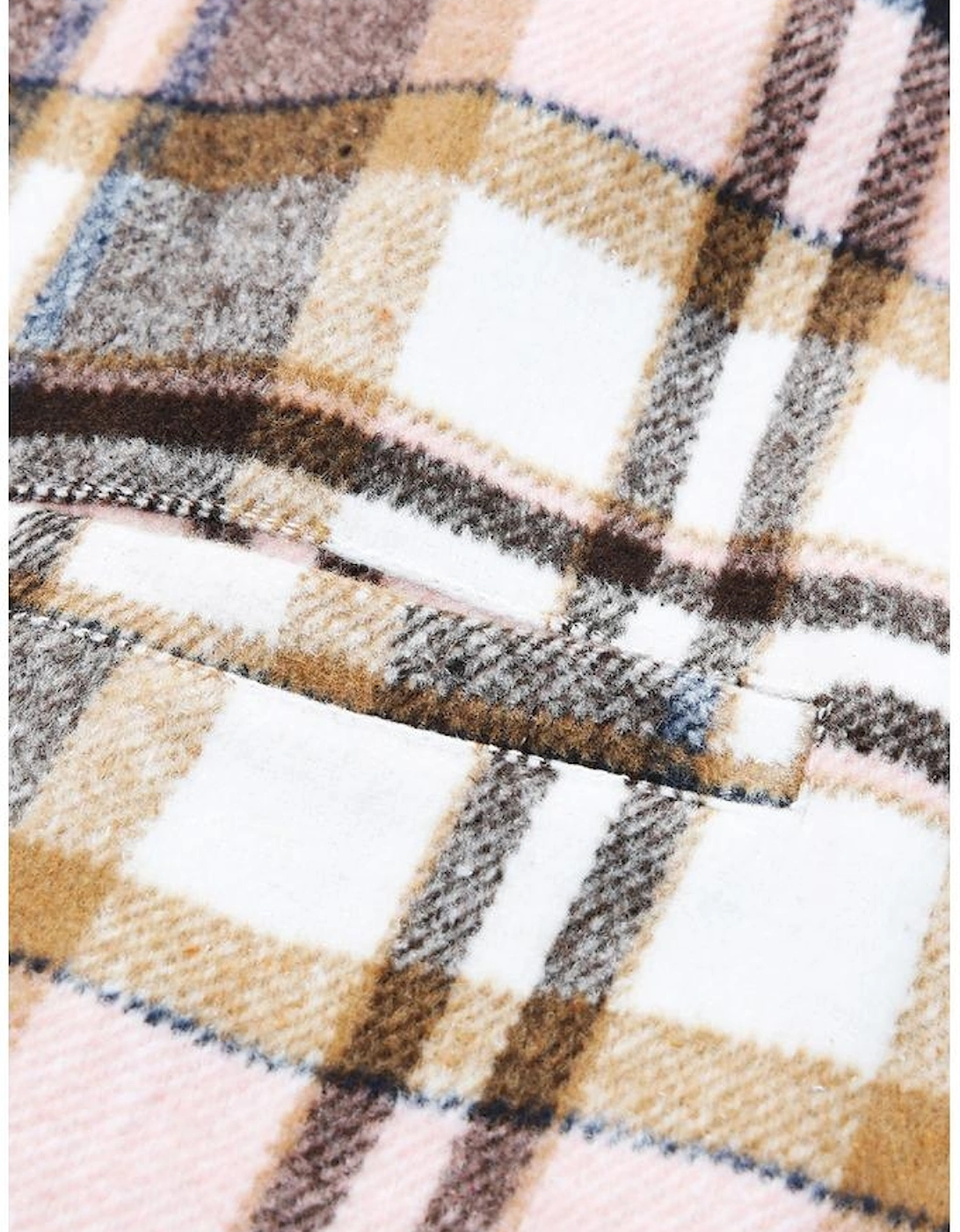 Pink Plaid Button Up Lapel Jacket