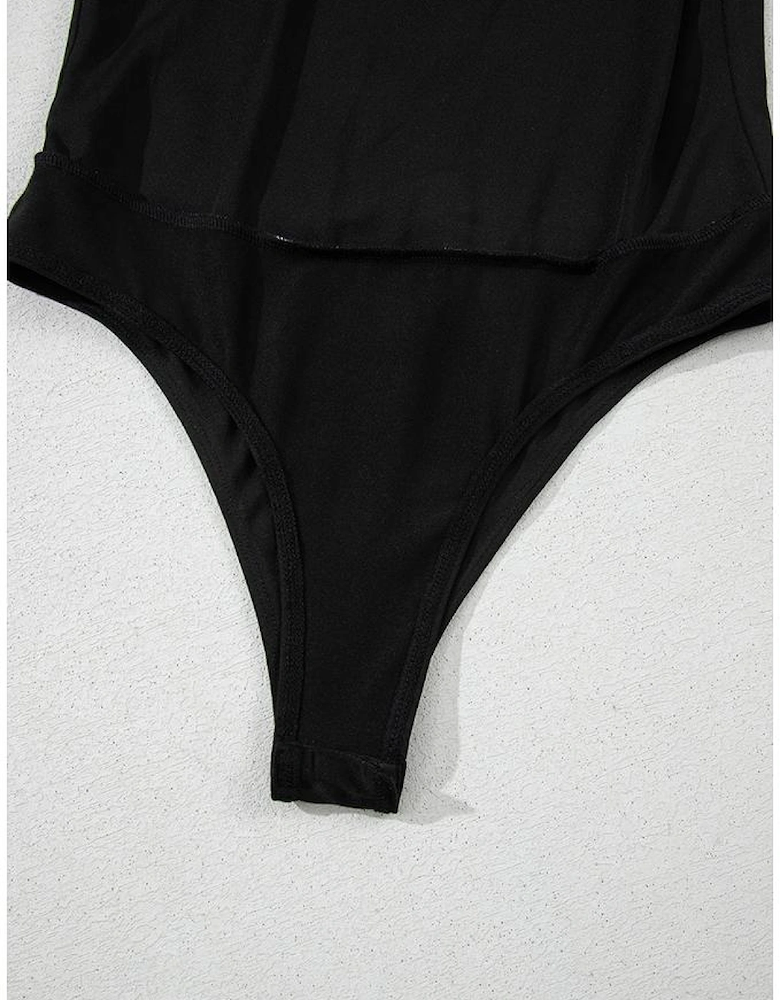 Black Heart Shape Mesh Patchwork Square Neck Bodysuit