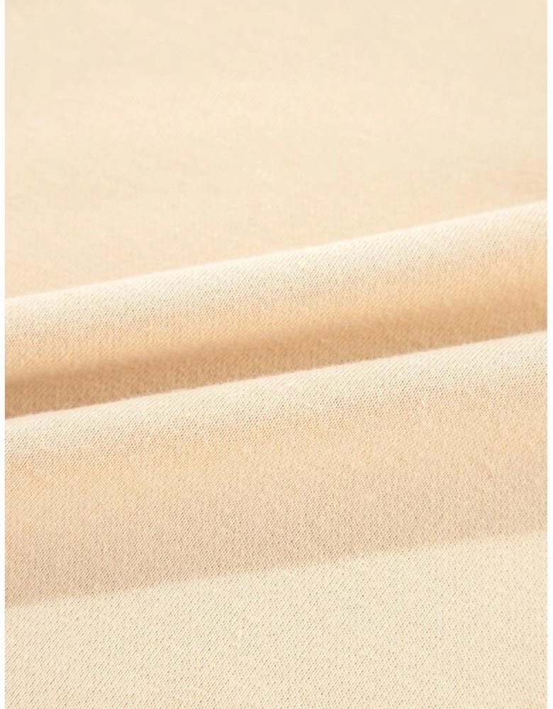 Light French Beige Striped Colorblock Patchwork Collar Sweatshirt