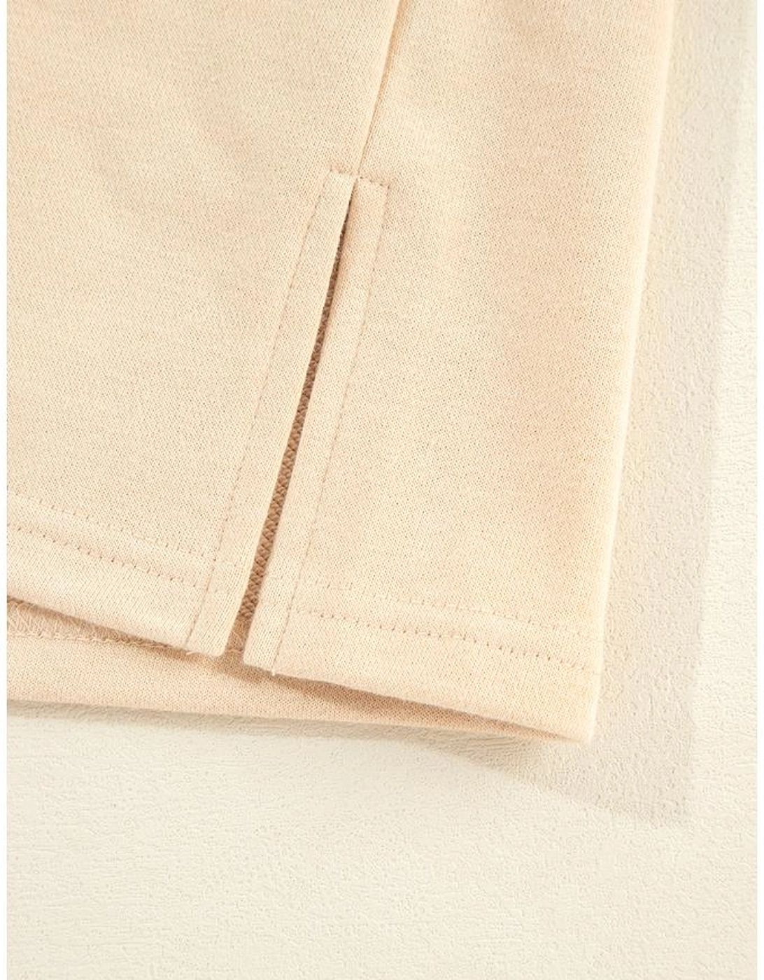 Light French Beige Striped Colorblock Patchwork Collar Sweatshirt