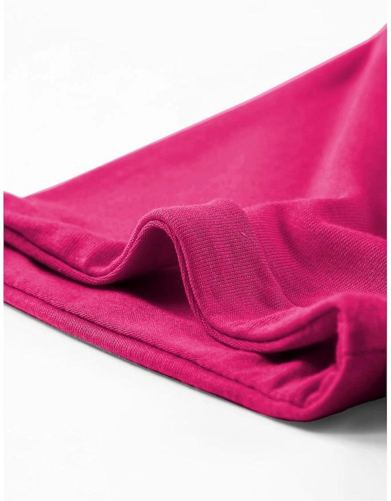 Rose Red Casual Plain Crew Neck Tee