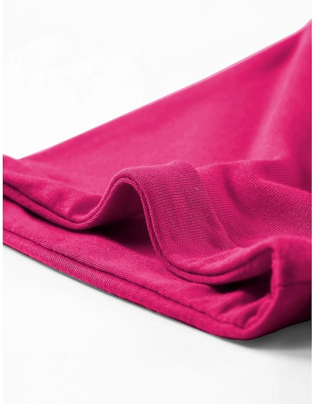 Rose Red Casual Plain Crew Neck Tee