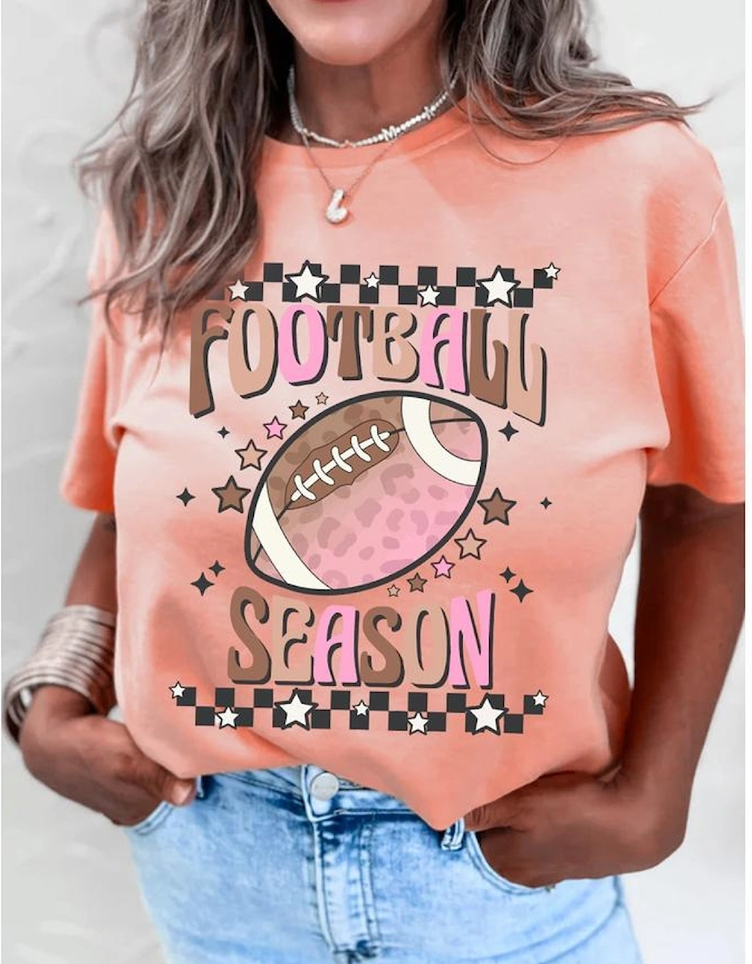 Pink FOOTBALL SEASON Graphic Game Day T Shirt