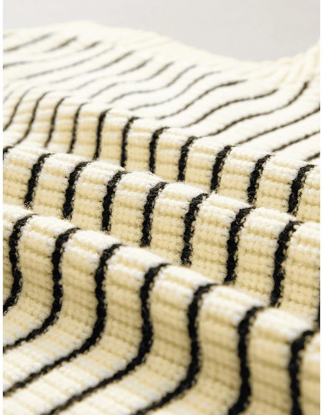 Beige Stripe Turn-down V Neck Sweater Tank Top