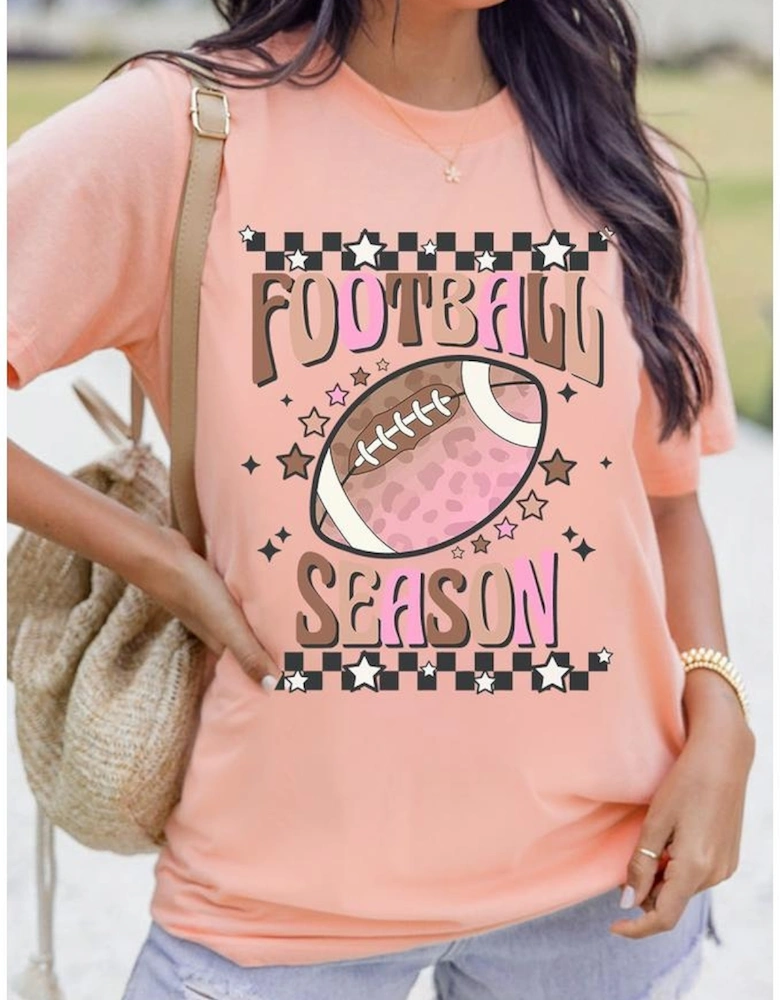 Pink FOOTBALL SEASON Graphic Game Day T Shirt