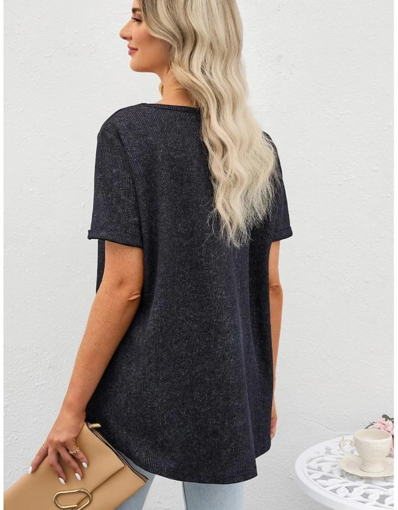 Gray High Low Cuffed Tee