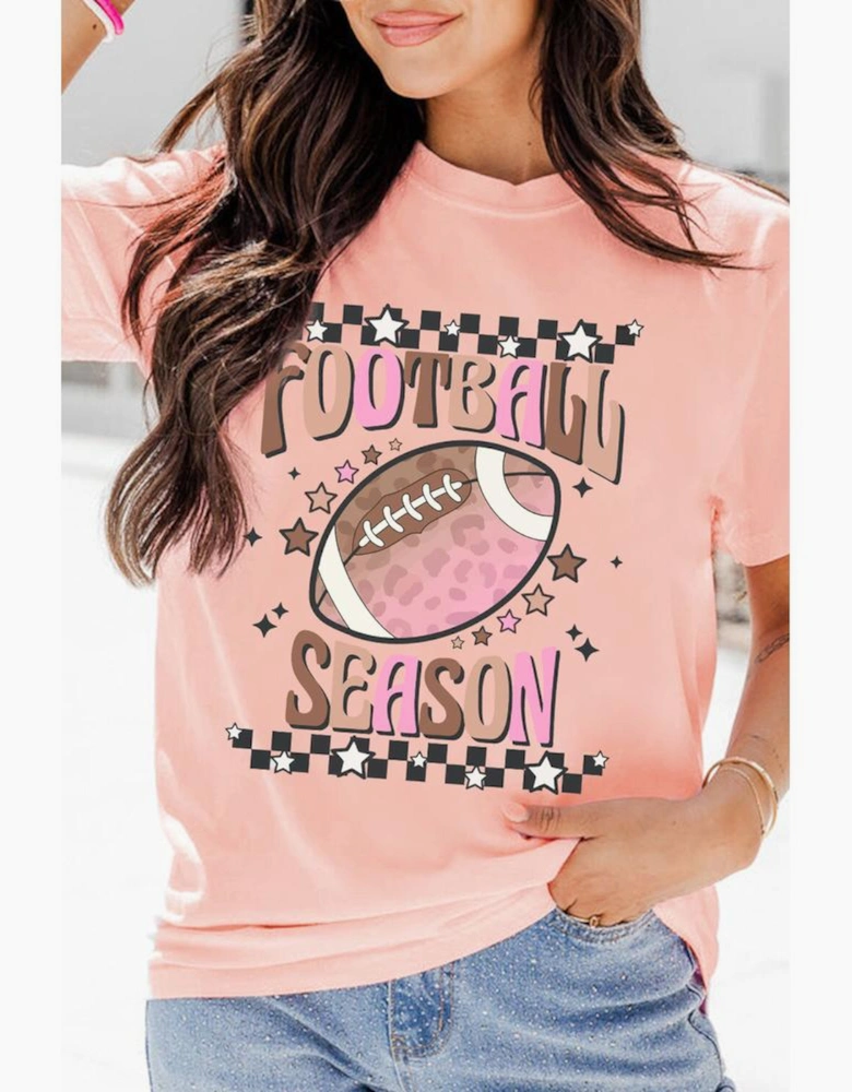 Pink FOOTBALL SEASON Graphic Game Day T Shirt