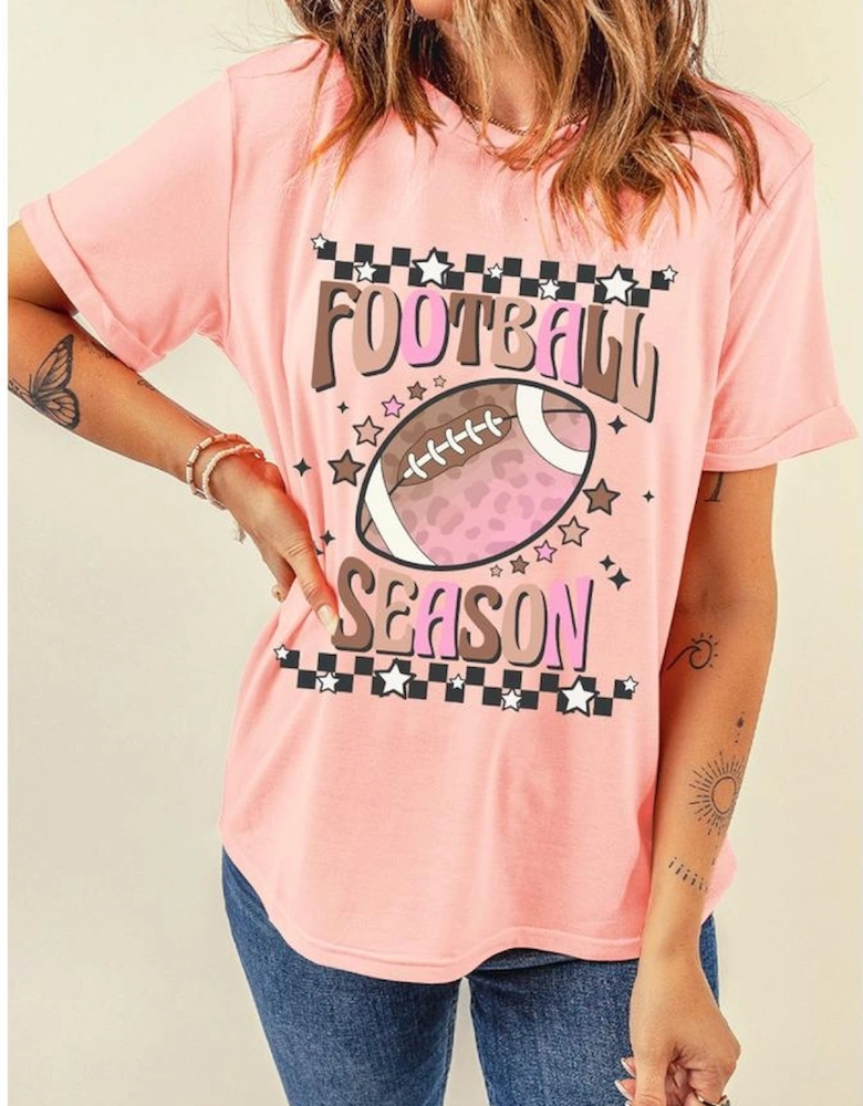 Pink FOOTBALL SEASON Graphic Game Day T Shirt