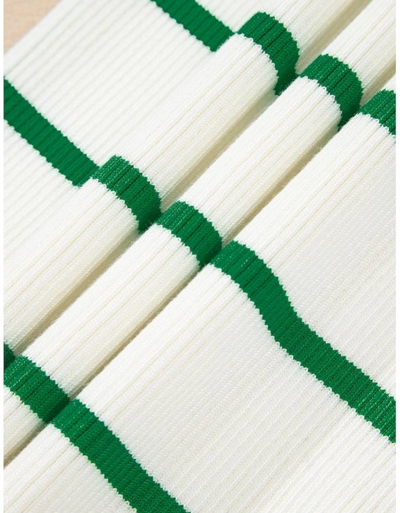 Bright Green Striped Scalloped Edge U Neck Sleeveless Sweater Vest