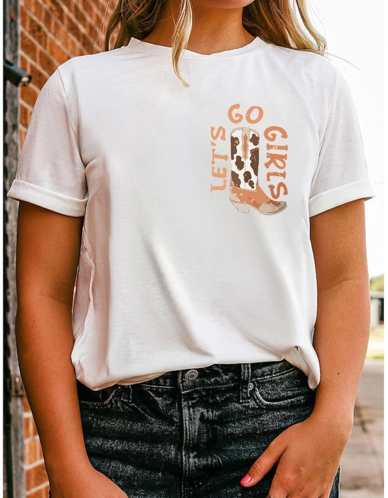 White Double-Side Cowboy Hat & Boots Graphic Tee