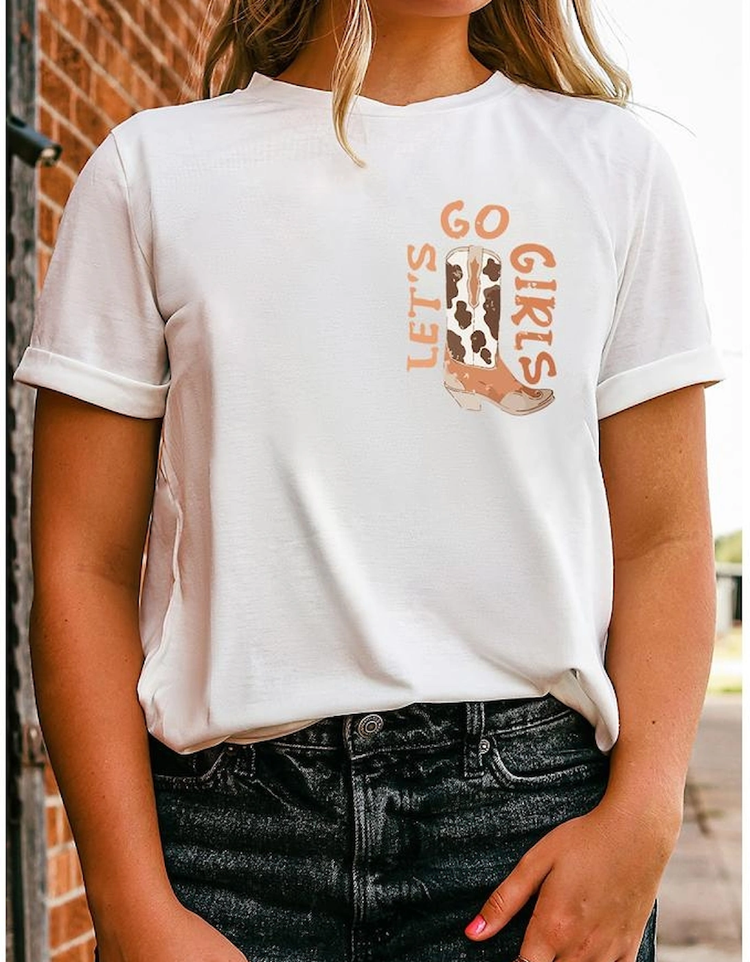 White Double-Side Cowboy Hat & Boots Graphic Tee
