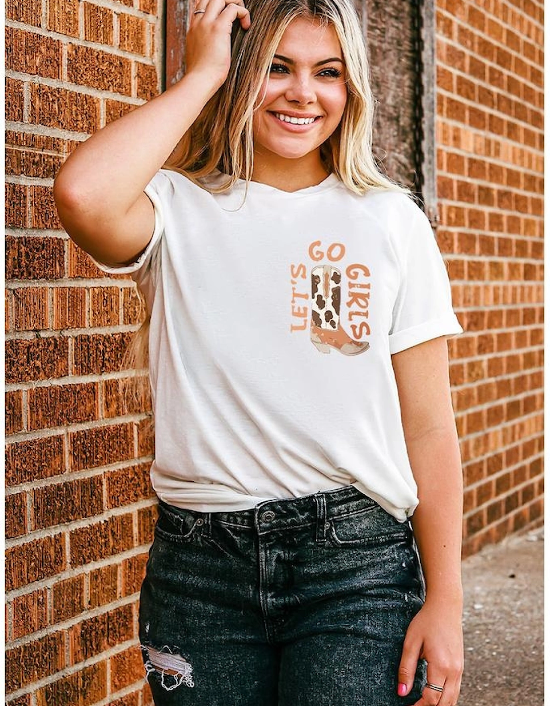 White Double-Side Cowboy Hat & Boots Graphic Tee