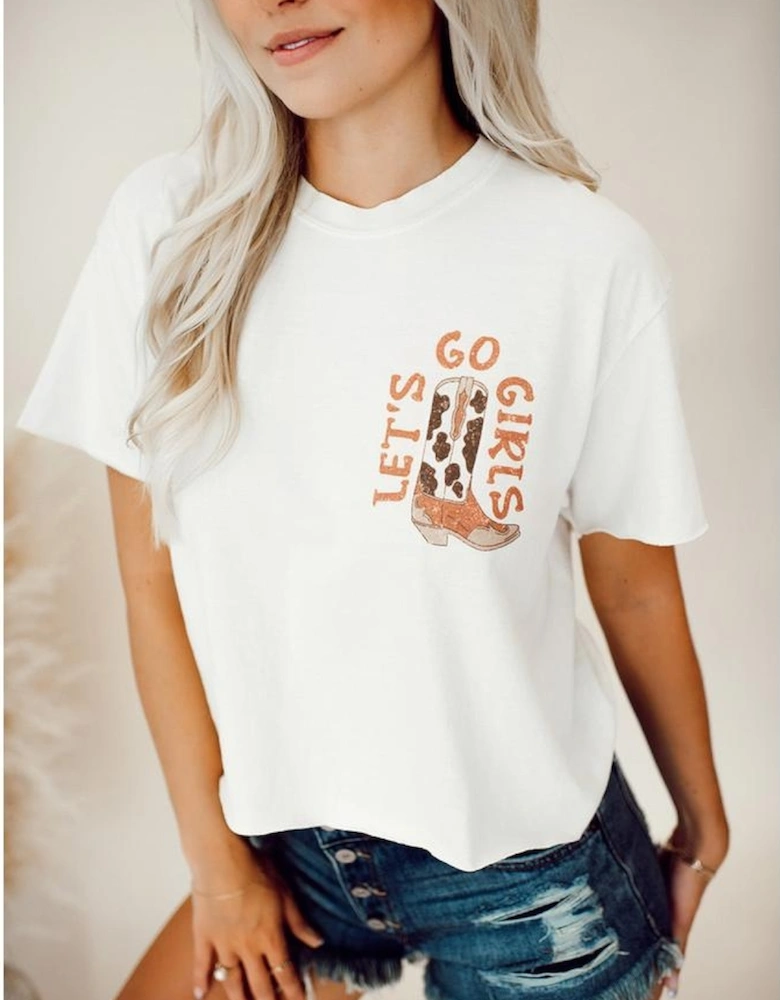White Double-Side Cowboy Hat & Boots Graphic Tee