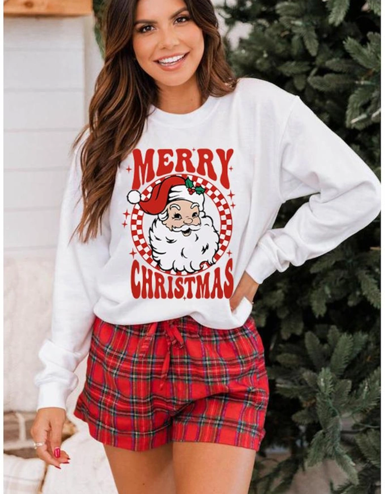 Beige MERRY CHRISTMAS Christmas Claus Graphic Drop Shoulder Sweatshirt