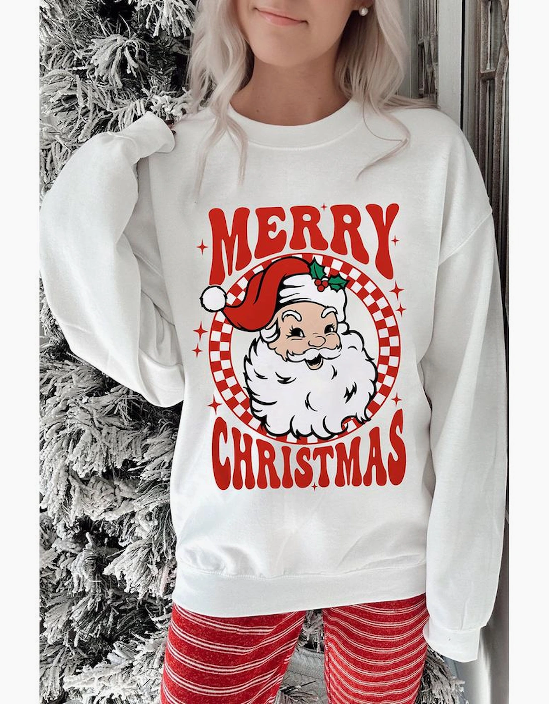 Beige MERRY CHRISTMAS Christmas Claus Graphic Drop Shoulder Sweatshirt