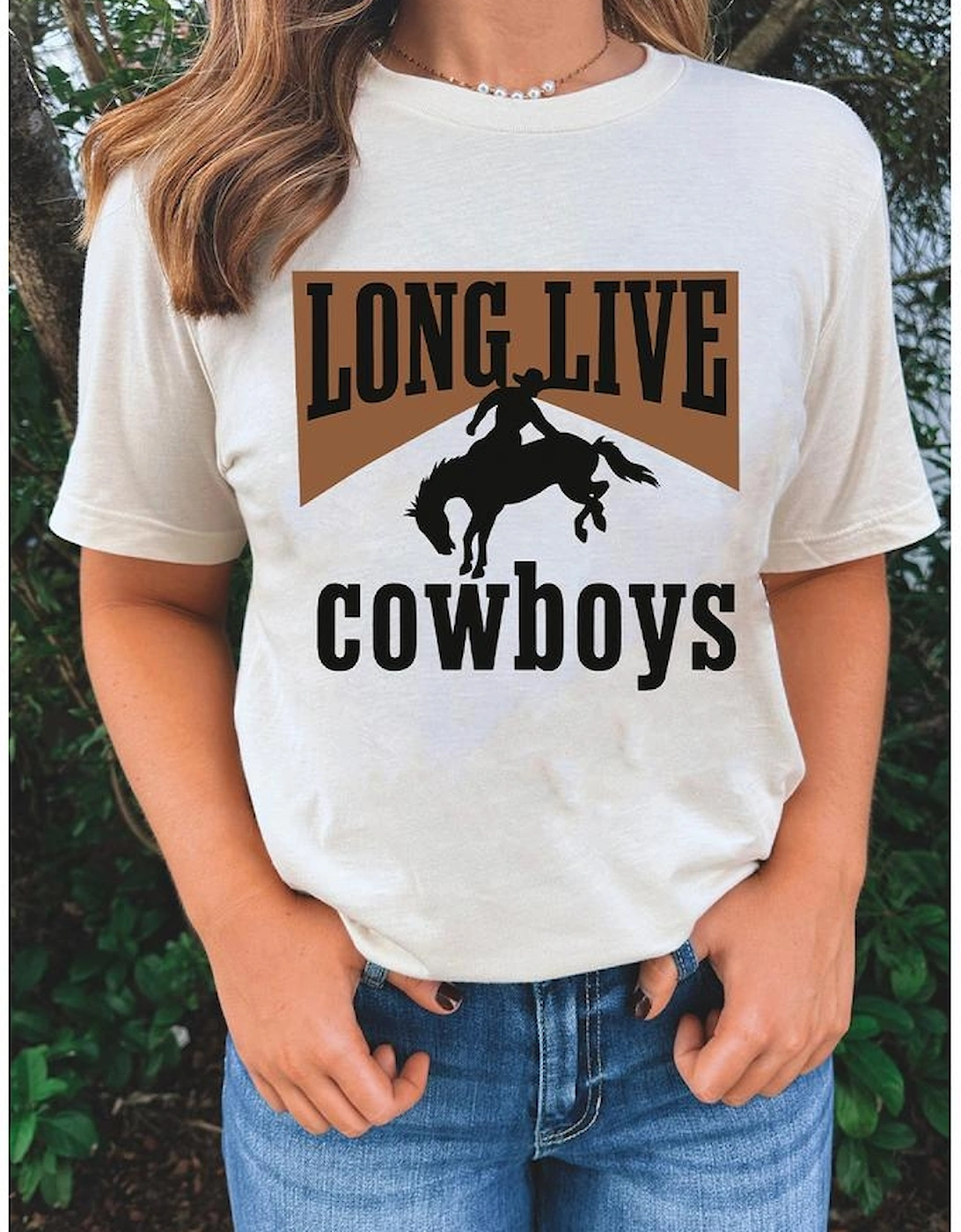 White LONG LIVE Cowboys Western Graphic Loose Tee, 7 of 6