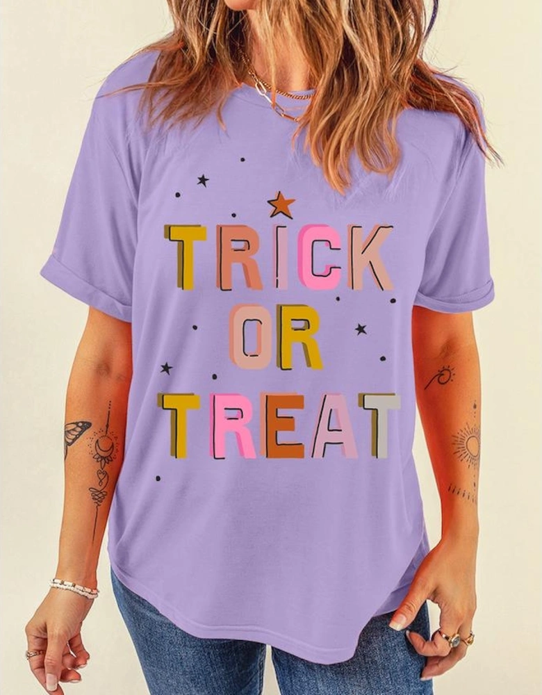 Wisteria TRICK OR TREAT Halloween Fashion Graphic T Shirt