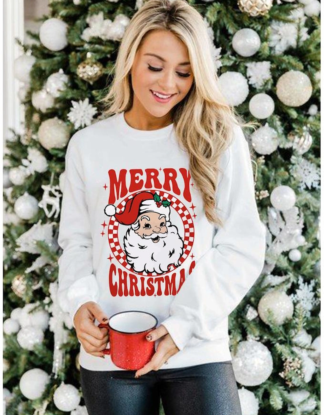 Beige MERRY CHRISTMAS Christmas Claus Graphic Drop Shoulder Sweatshirt