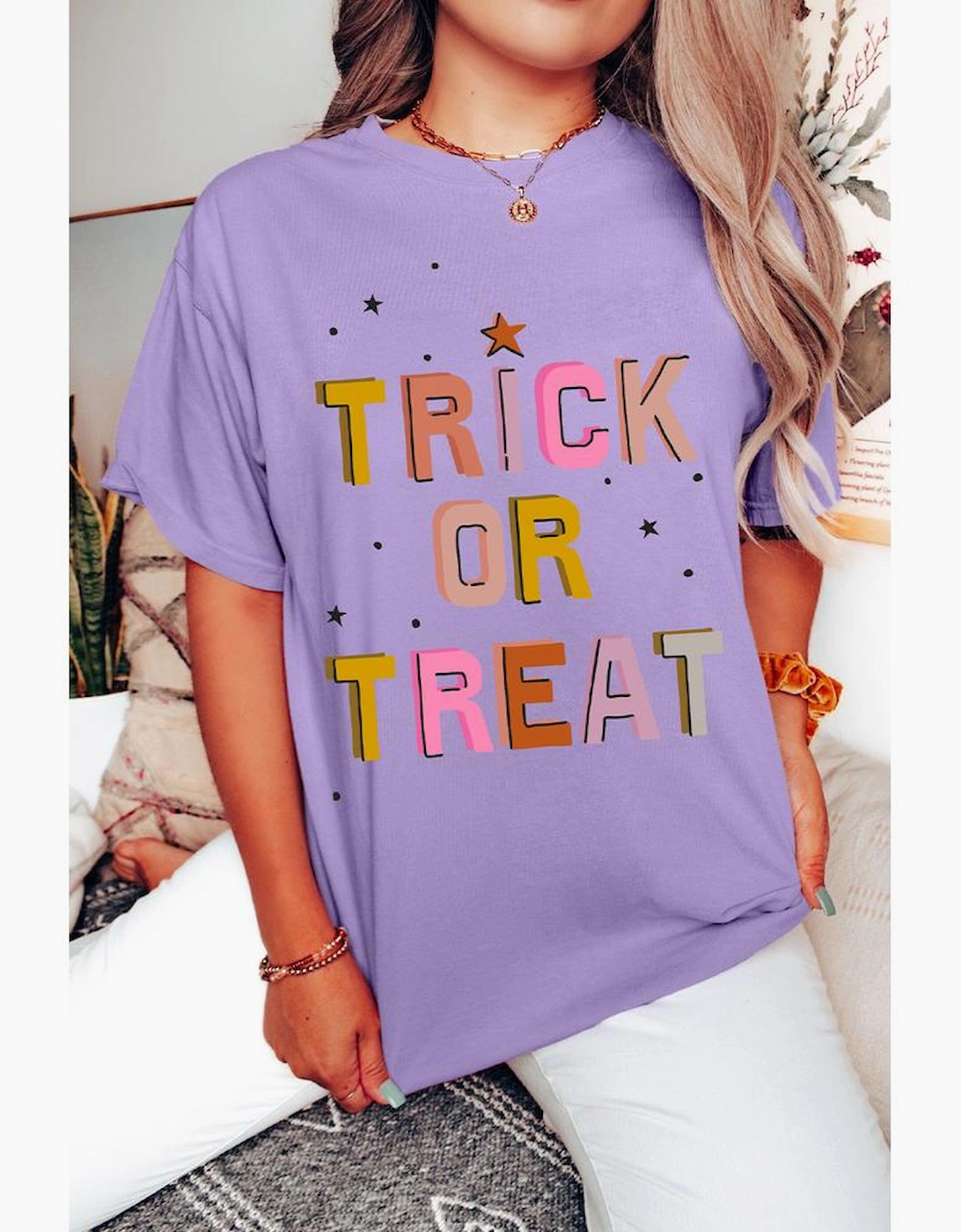 Wisteria TRICK OR TREAT Halloween Fashion Graphic T Shirt, 8 of 7