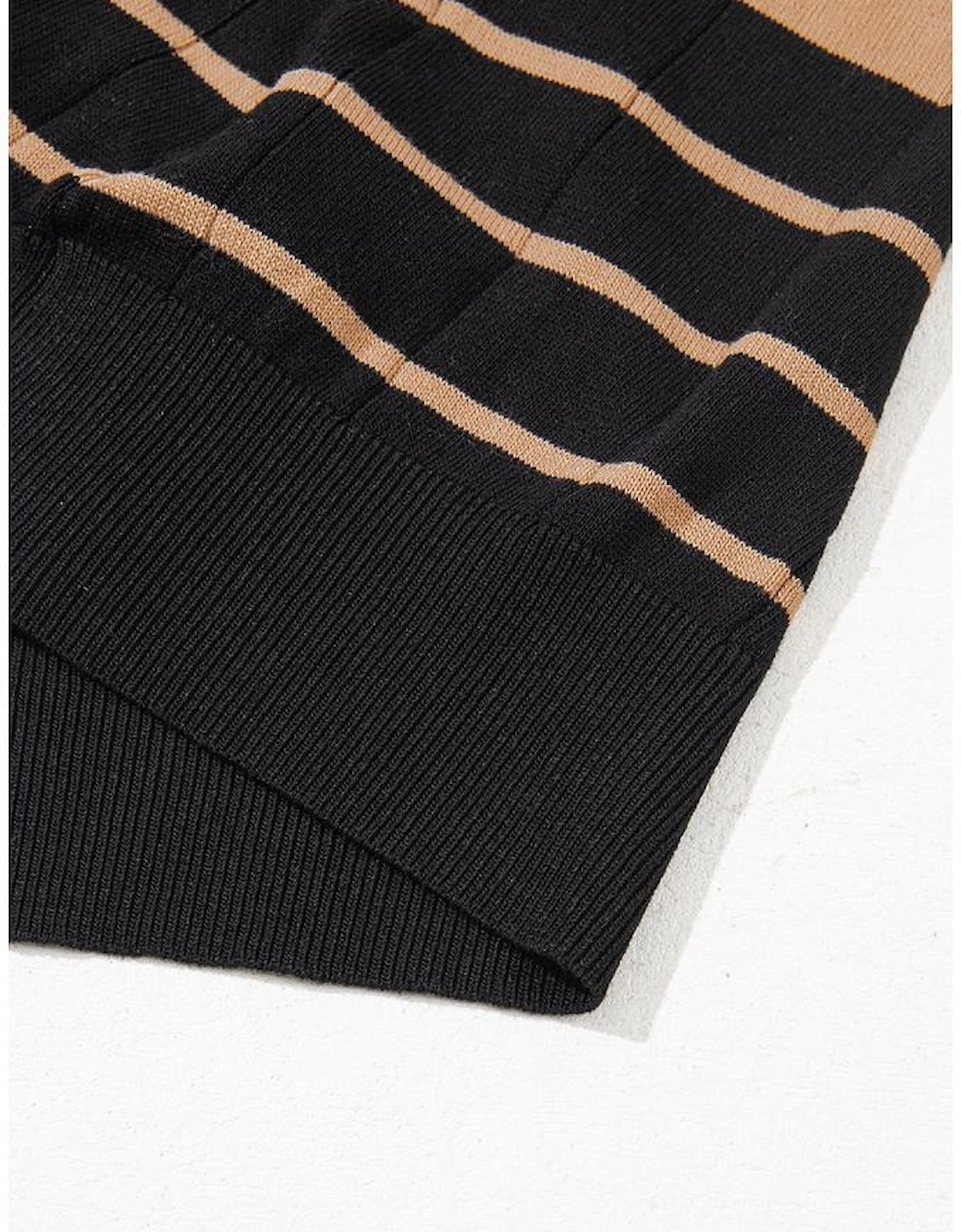 Black Striped Crew Neck Sweater T-shirt