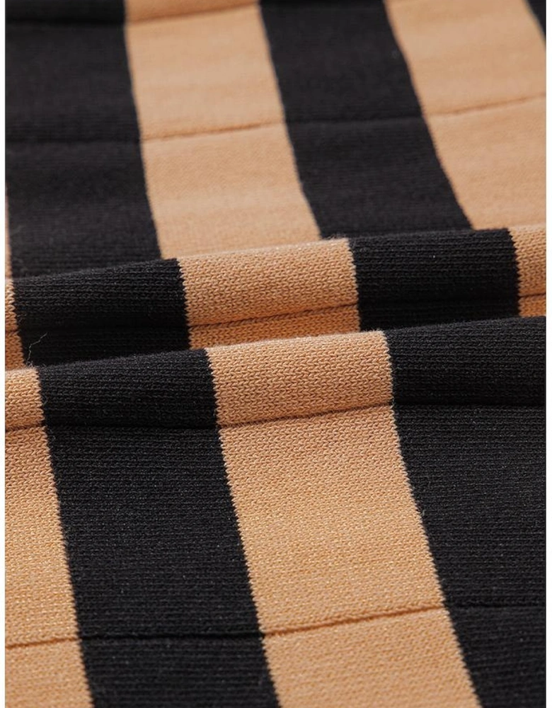 Black Striped Crew Neck Sweater T-shirt