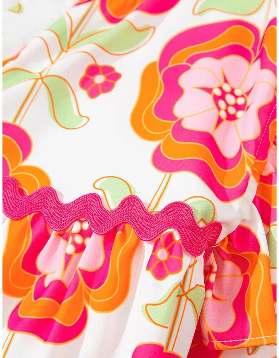 Rose Floral Printed Ruffled Long Sleeve Blouse