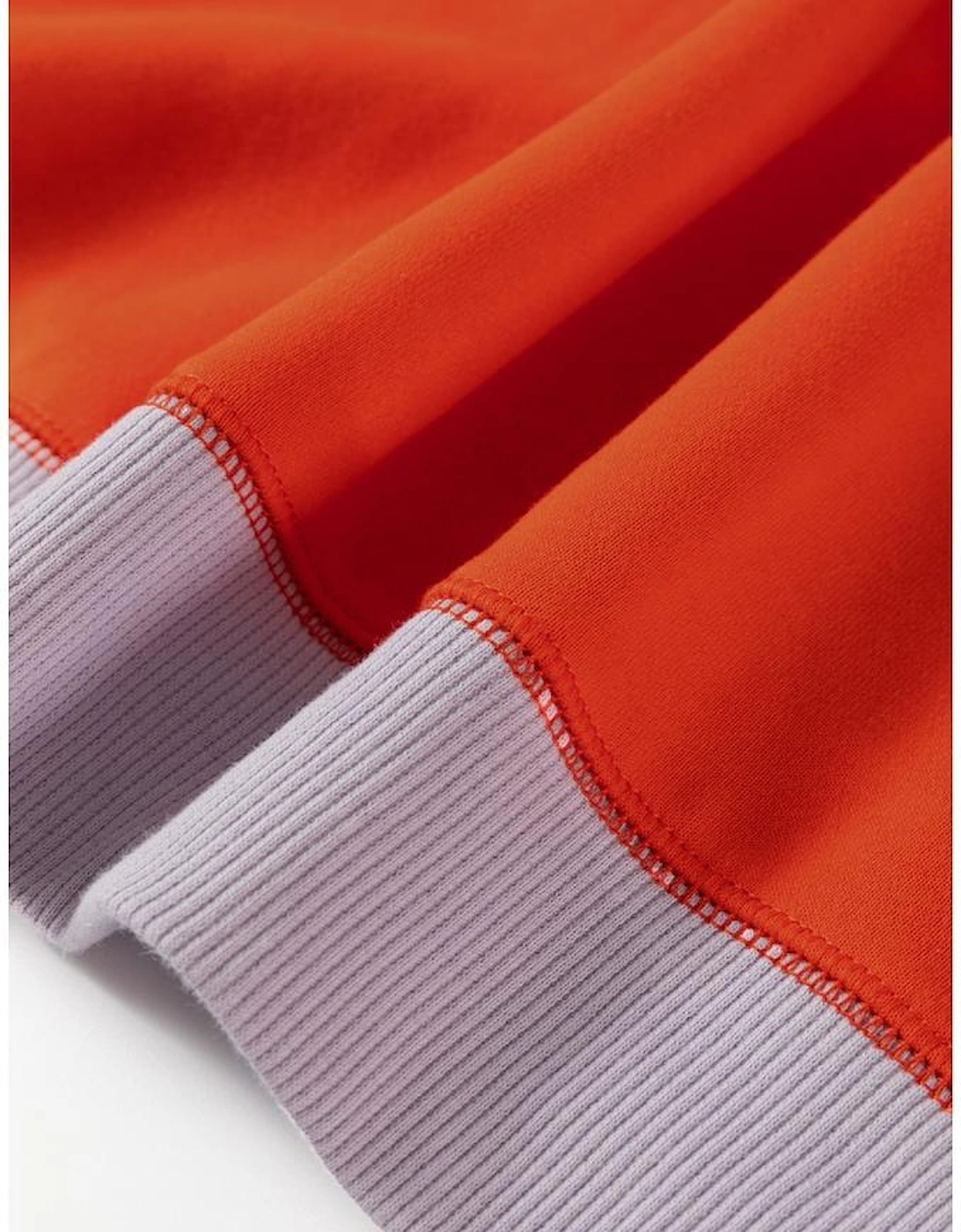 Orange Color Block Side Slits Raglan Sleeve Loose Fit Top