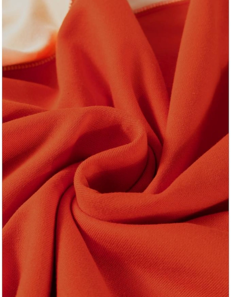 Orange Color Block Side Slits Raglan Sleeve Loose Fit Top