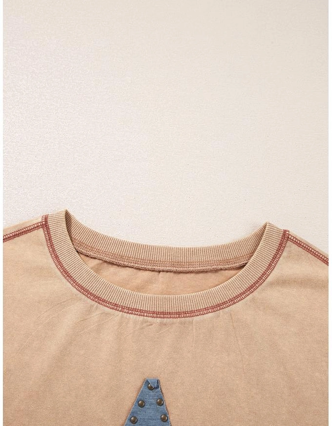 Pale Khaki Mineral Wash Stud Beaded Star Graphic Pocketed T Shirt Dress