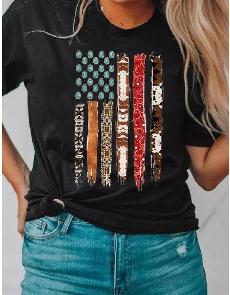 Black Western American Flag Graphic Tee