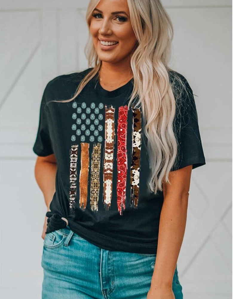 Black Western American Flag Graphic Tee