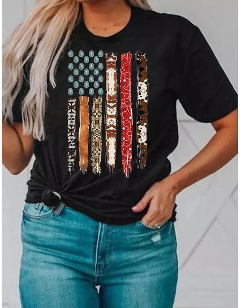 Black Western American Flag Graphic Tee