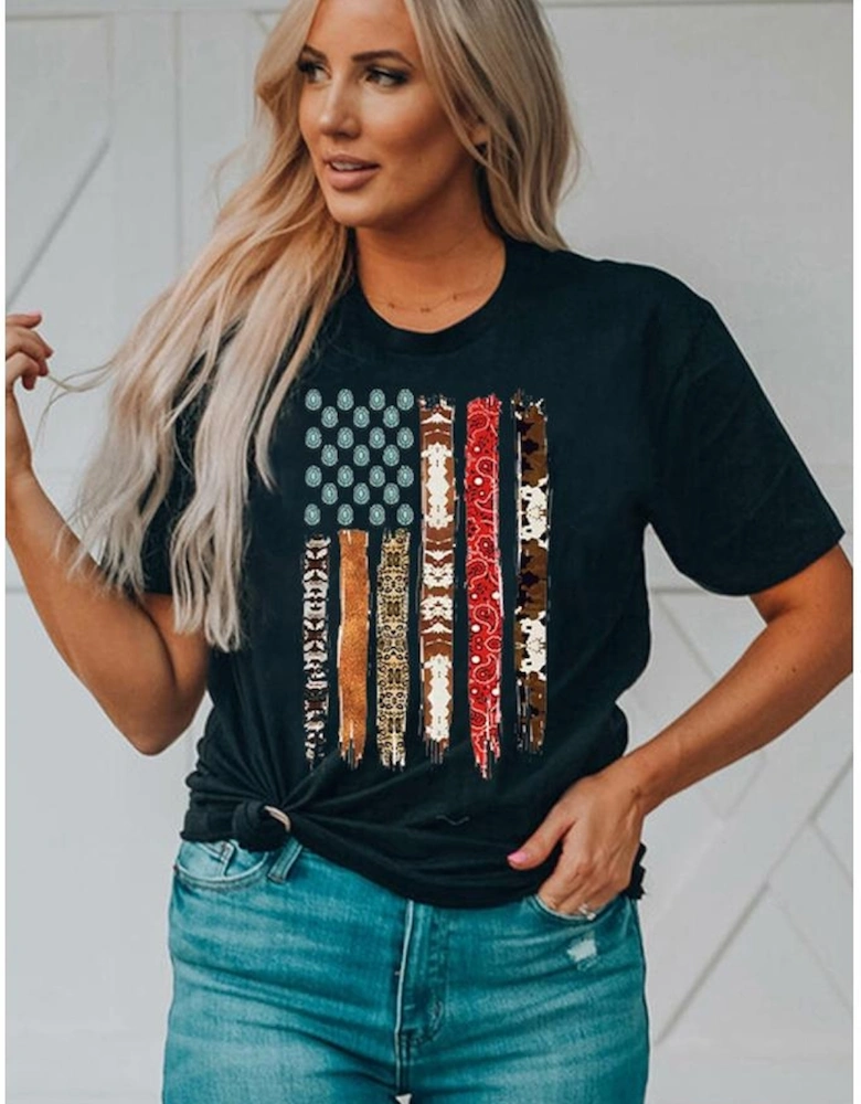 Black Western American Flag Graphic Tee