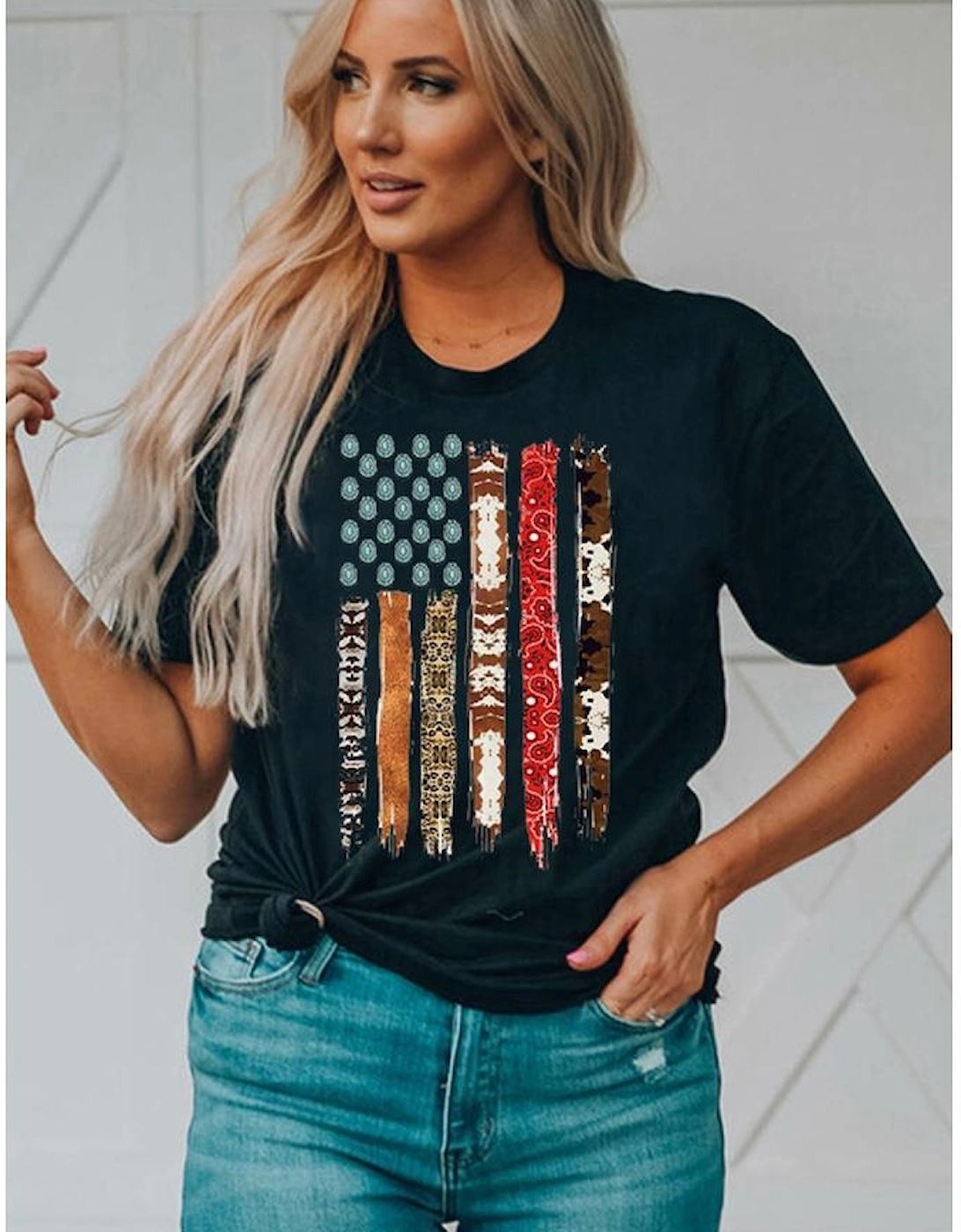 Black Western American Flag Graphic Tee